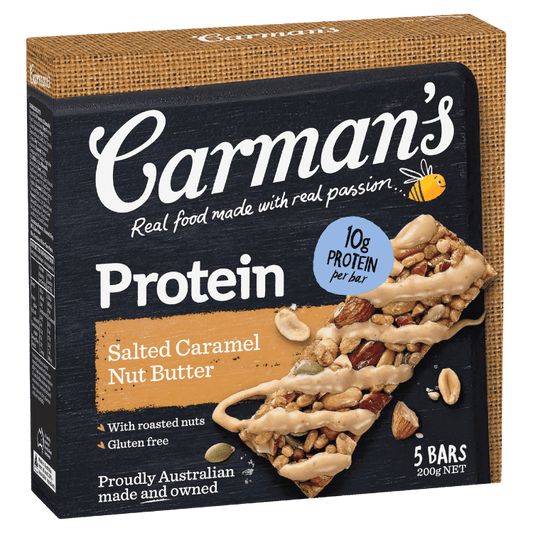 Carman's Salted Dark Choc & Almond Gourmet Protein Bars 5 Pack 200g