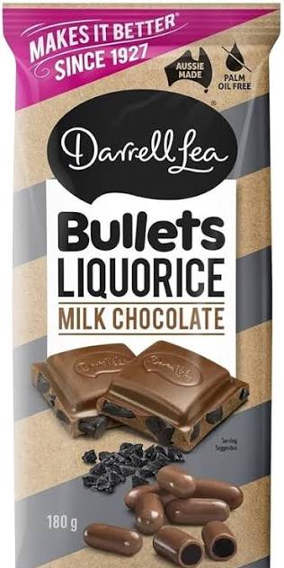 Austreats Special – Darrell Lea Block Bullets Liquorish Milk Choc 180g