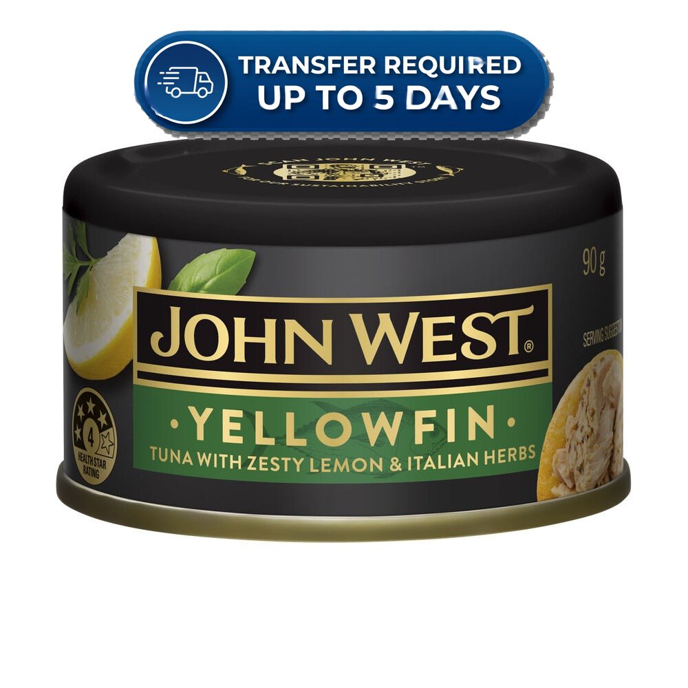 John West Tuna Yellowfin Zesty Lemon & Italian Herbs 90g -(Extended Dispatch)