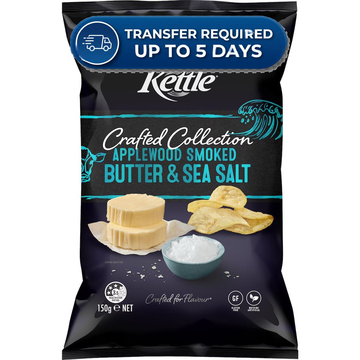 Kettle Crafted Applewood Smoked Butter & Sea Salt 150g -(Extended Dispatch)