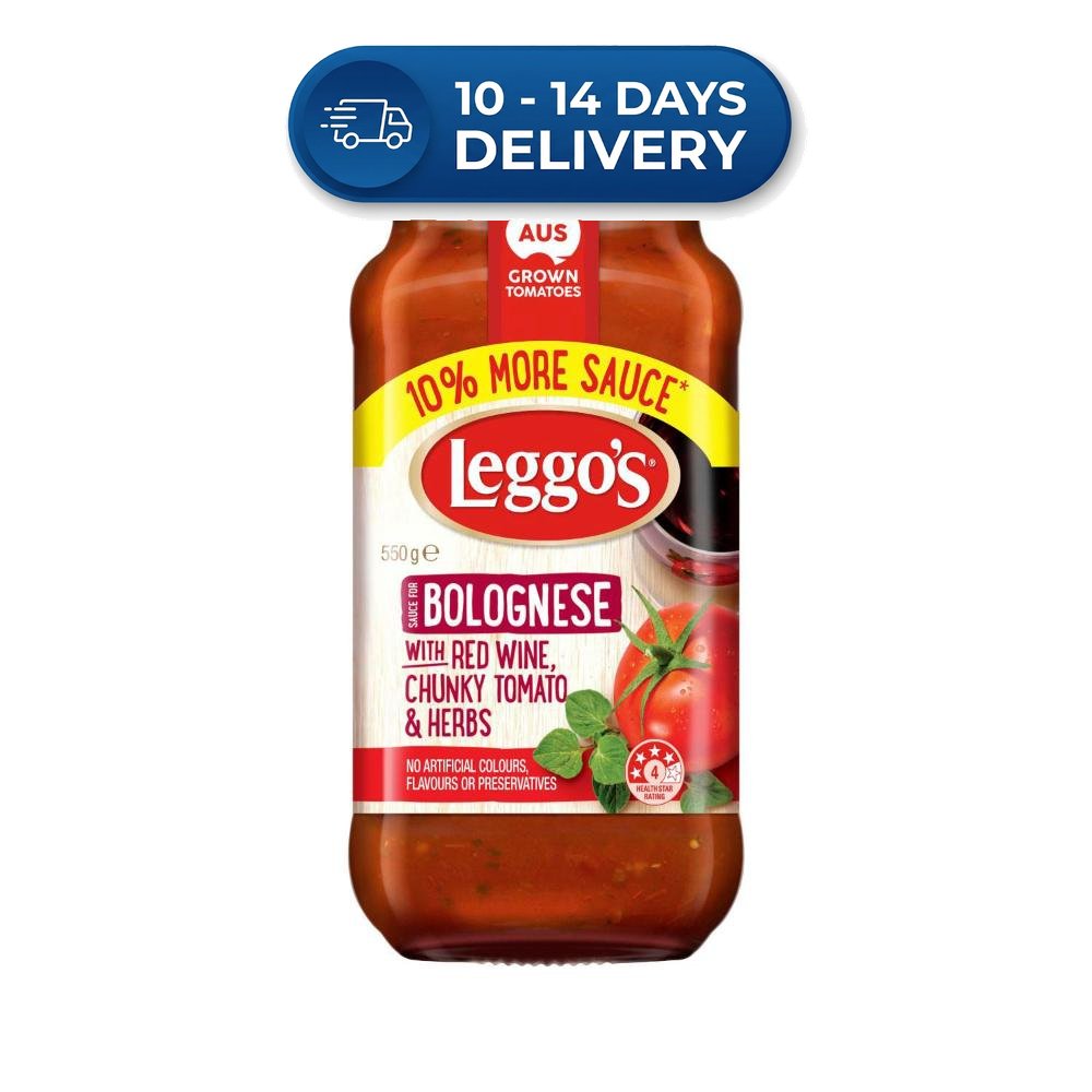 Leggo's Bolognese Red Wine Pasta Sauce Jar 550g -(Extended Dispatch)