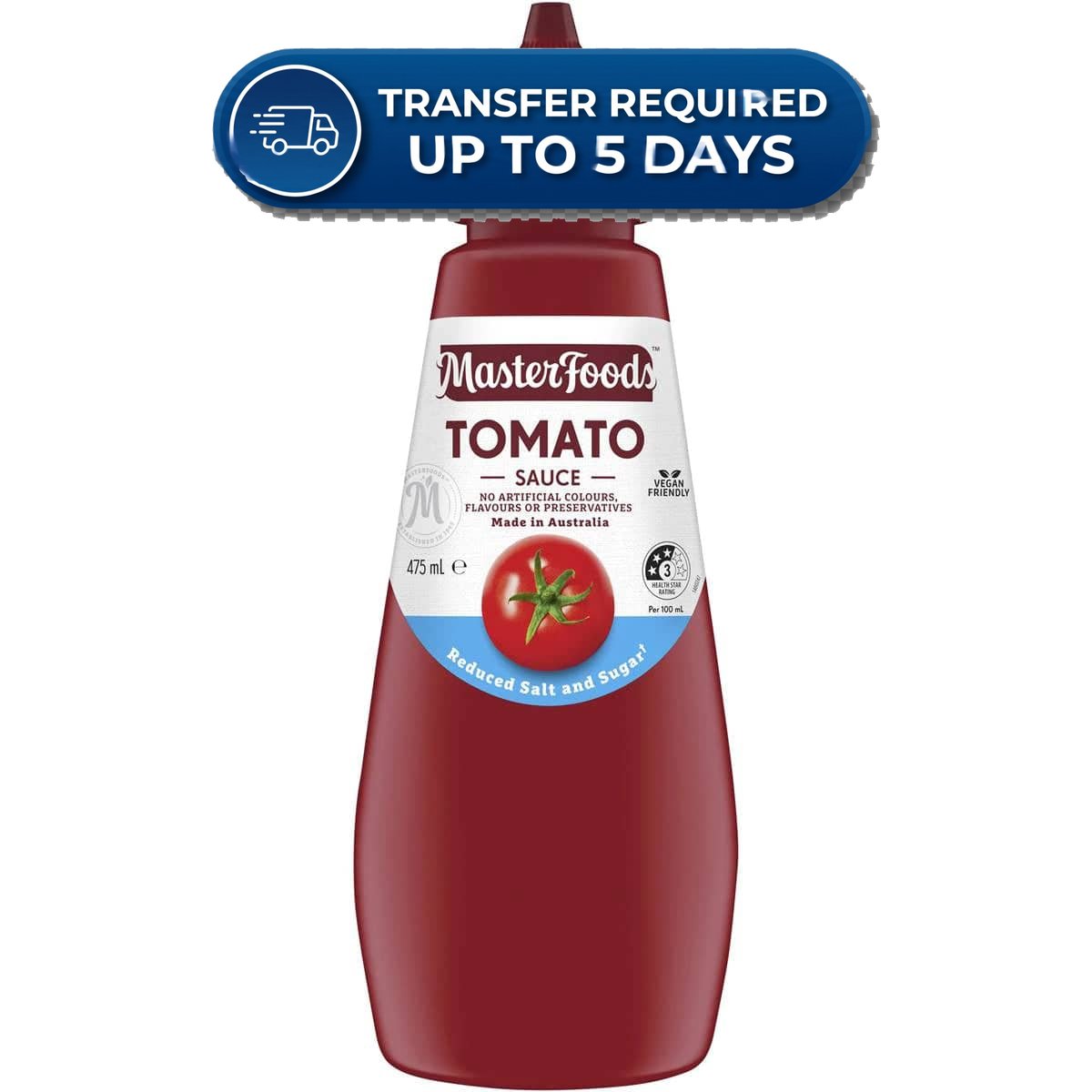 Masterfoods Tomato Sauce Reduced Salt & Sugar 475ml -(Extended Dispatch)