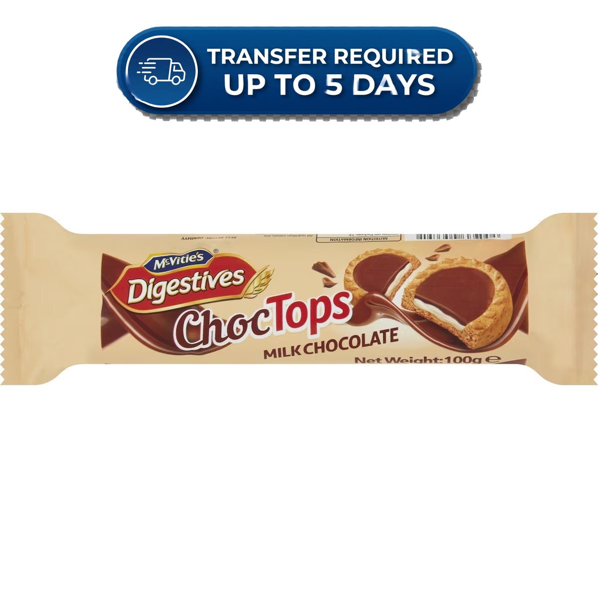 McVitie's Digestives Tops ChocTops Milk Chocolate 100g*** -(Extended Dispatch)