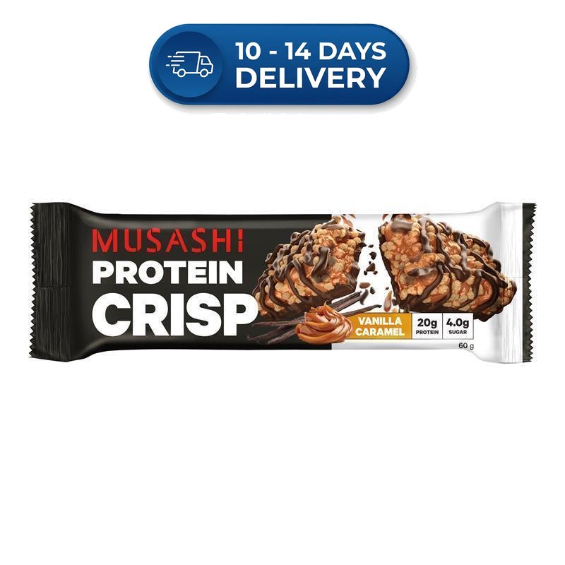 Musashi Crisp Protein Bar Vanilla Caramel 60g -(Extended Dispatch)