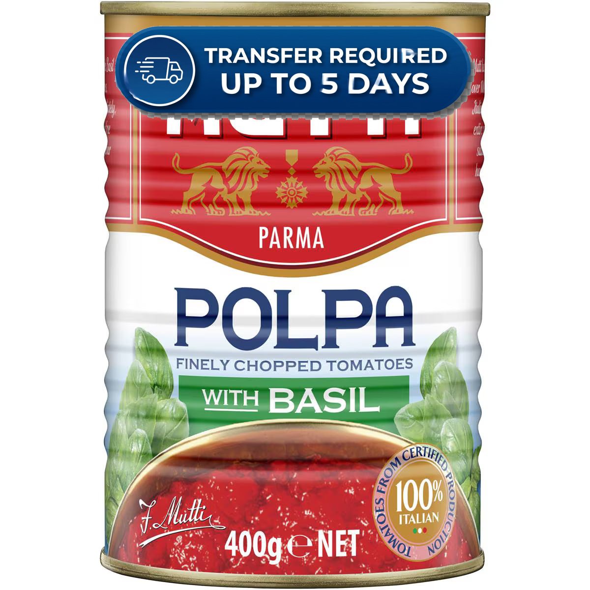 Mutti Parma Polpa Finely Chopped Tomatoes With Basil 400g -(Extended Dispatch)