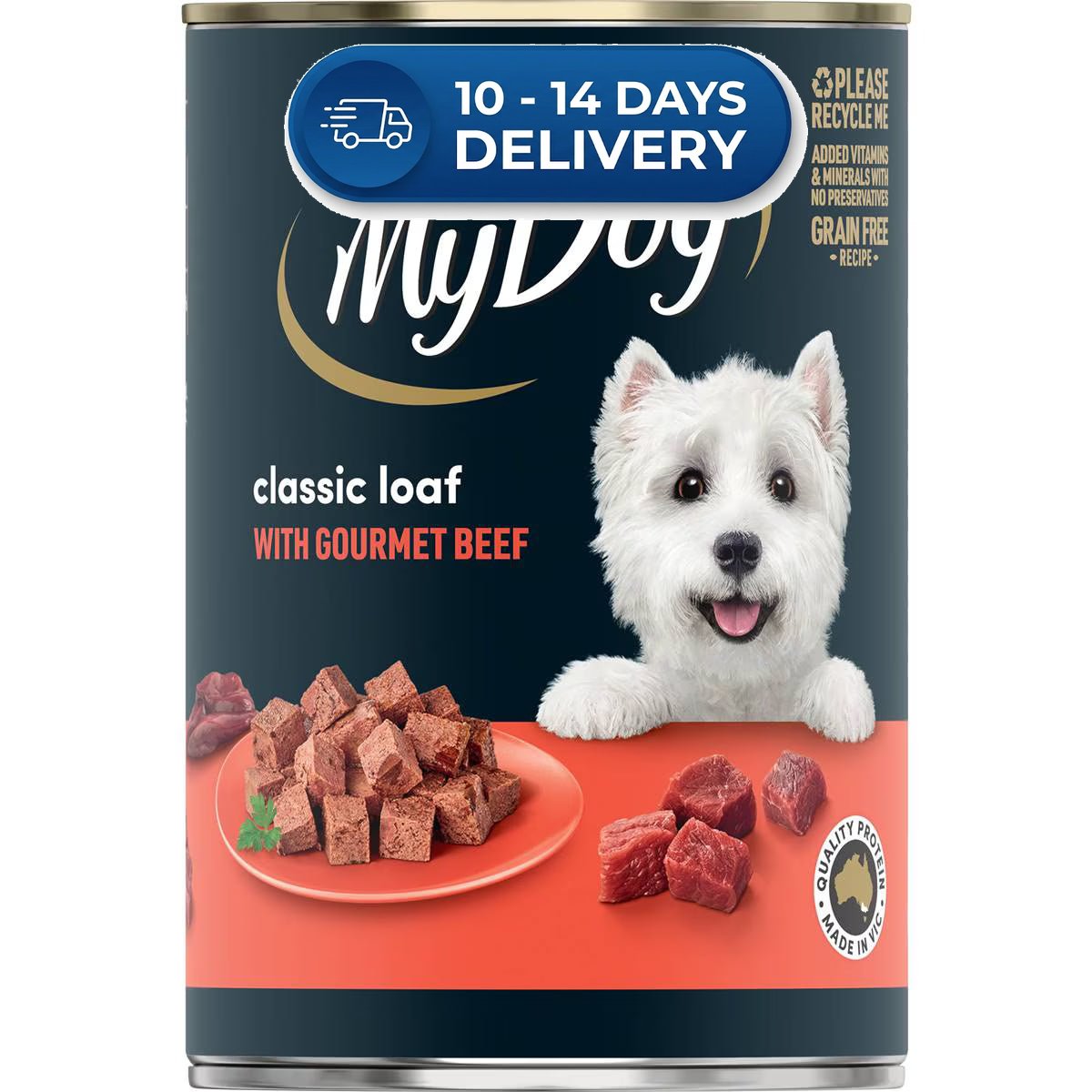 My Dog Adult Wet Dog Food Classic Loaf with Gourmet Beef Can 400g -(Extended Dispatch)