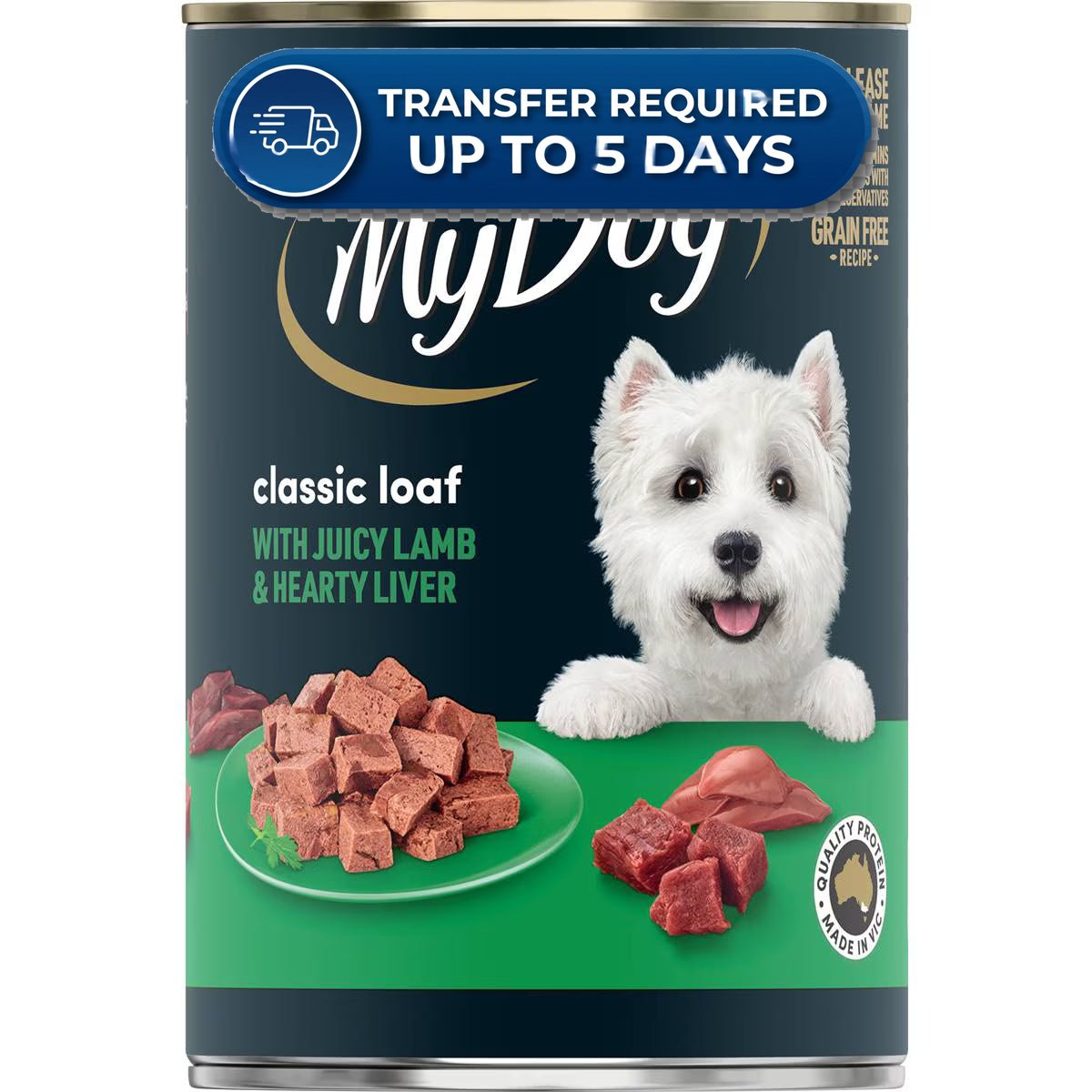 My Dog Adult Wet Dog Food Classic Loaf with Lamb & Liver Can 400g -(Extended Dispatch)