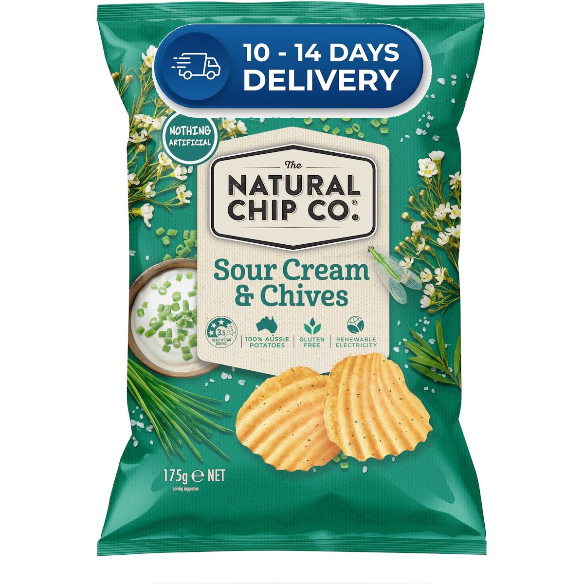 Natural Chip Co. Sour Cream & Chives 175g -(Extended Dispatch)