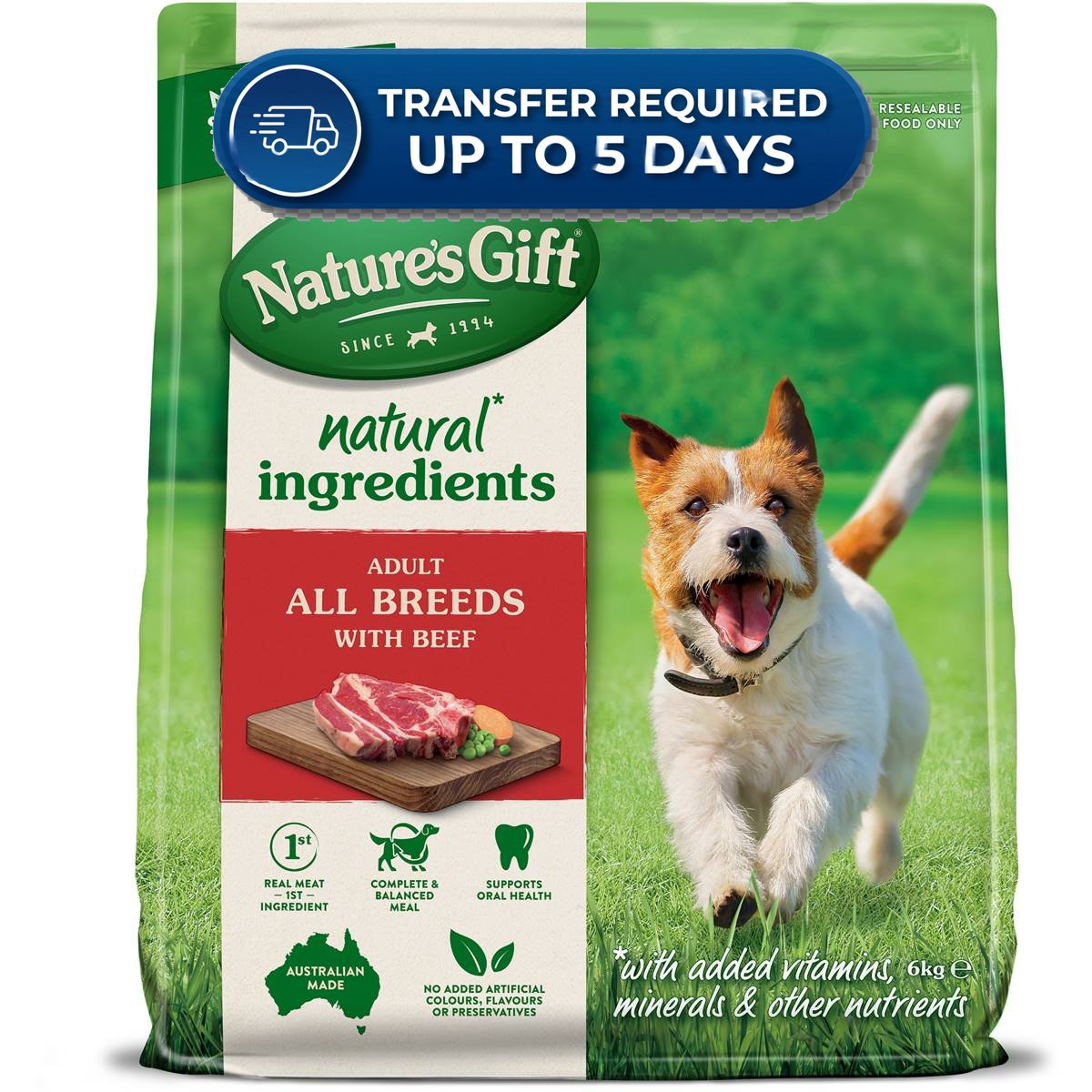 Nature's Gift Adult Dry Dog Food With Beef 6kg -(Extended Dispatch)
