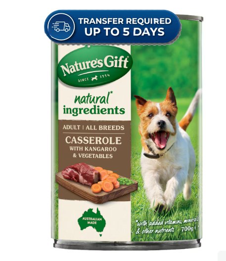 Nature's Gift Adult Wet Dog Food Casserole With Kangaroo & Vegetables 700g -(Extended Dispatch)