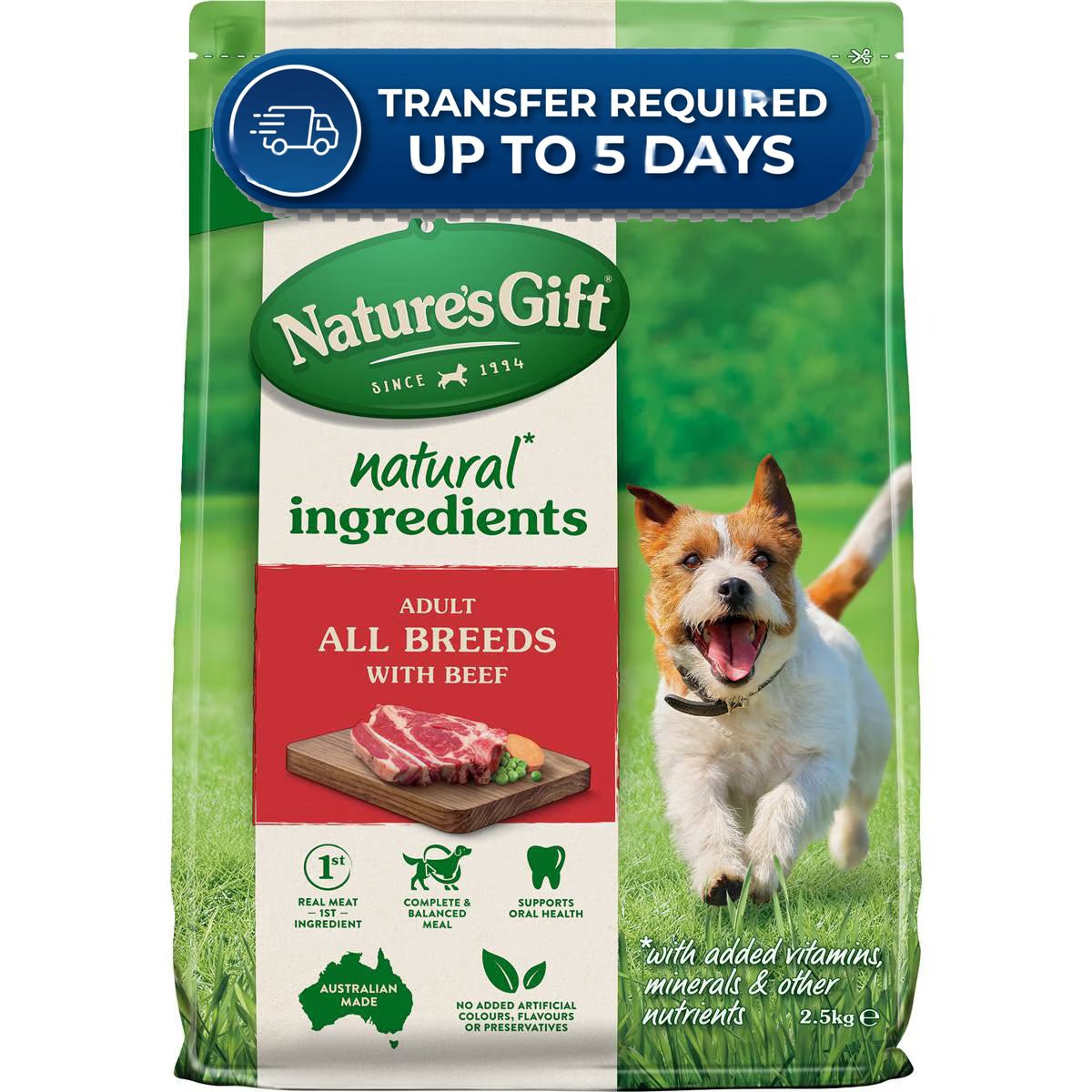 Nature's Gift Beef Adult All Breed Dry Dog Food 2.5kg -(Extended Dispatch)