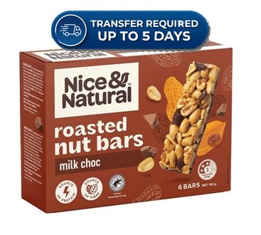 Nice & Natural Nut Bars with Milk Choc Multipack Snacks 6 Pack  192g -(Extended Dispatch)