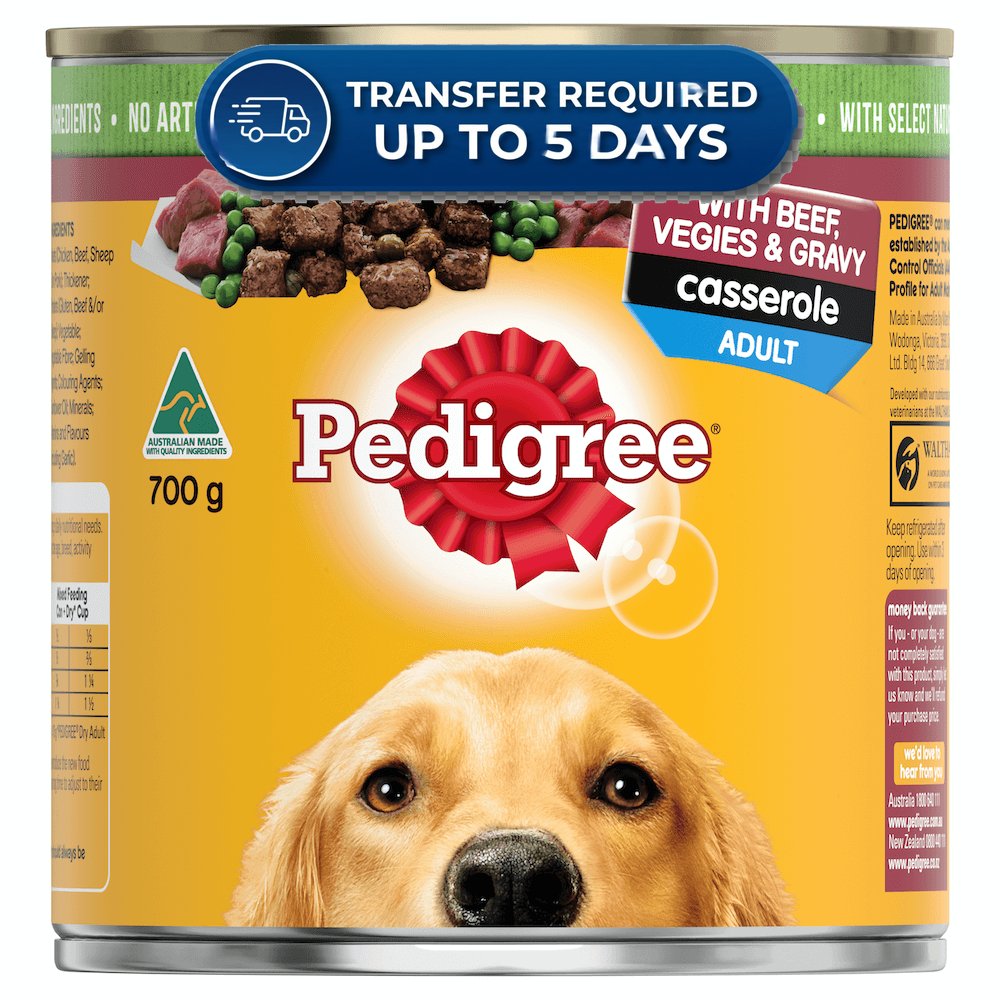 Pedigree Casserole With Beef & Gravy Adult Wet Dog Food Can  700g -(Extended Dispatch)