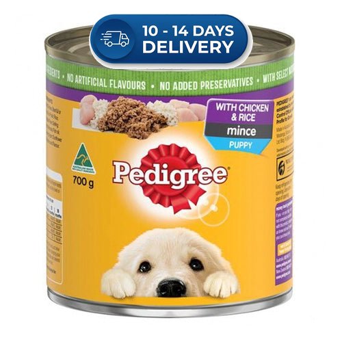 Pedigree Puppy Wet Dog Food with Chicken & Rice Mince Can 700g -(Extended Dispatch)