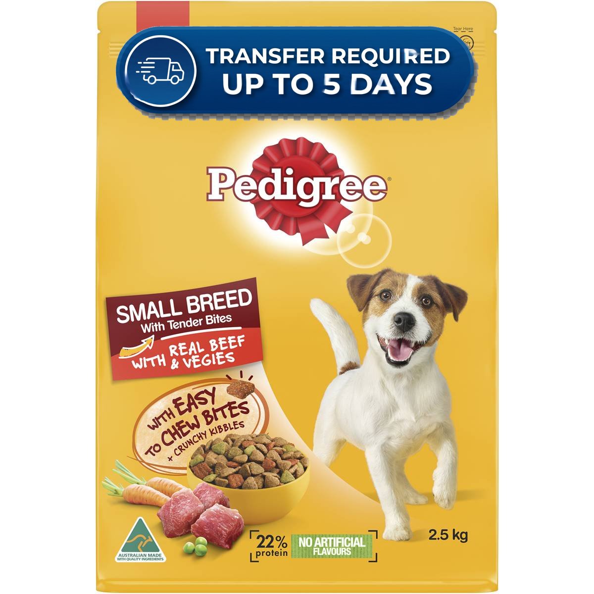 Pedigree Real Beef With Vegies Small Breed Dry Dog Food  2.5kg -(Extended Dispatch)
