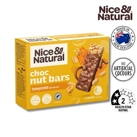 Nice & Natural Nut Bars Honeycomb With Milk  Choc (6pk) 180g