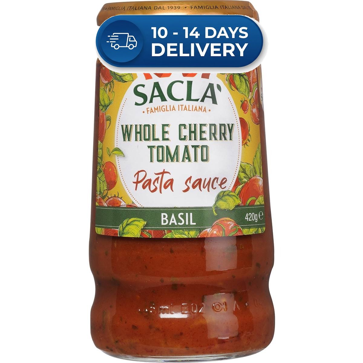 Sacla Pasta Sauce Whole Cherry Tomato Basil 420g -(Extended Dispatch)