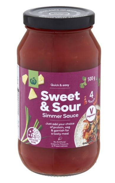 Woolworths Sweet & Sour Simmer Sauce 500g