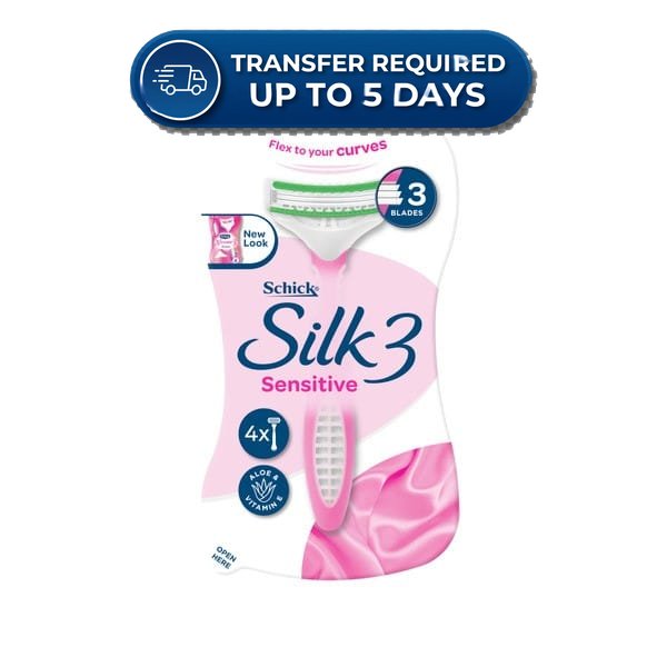 Schick Silk 3 Sensitive Disposable Razors 4 pack -(Extended Dispatch)