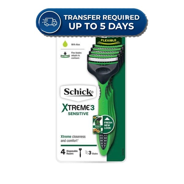 Schick Xtreme 3 Sensitive with Aloe Disposable Razor | 4 pack -(Extended Dispatch)