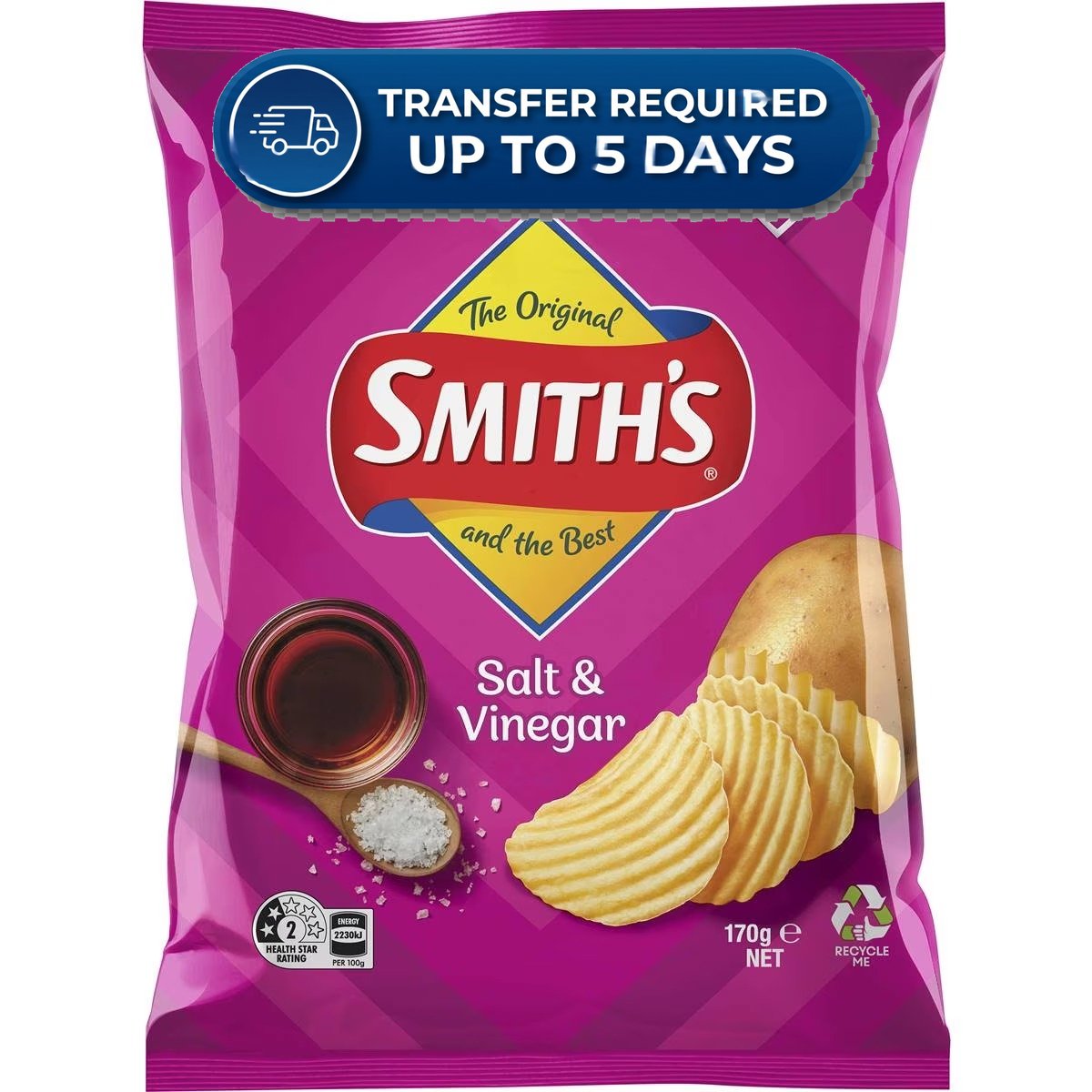 Smith's Crinkle Cut Salt And Vinegar Potato Chips | 170g -(Extended Dispatch)