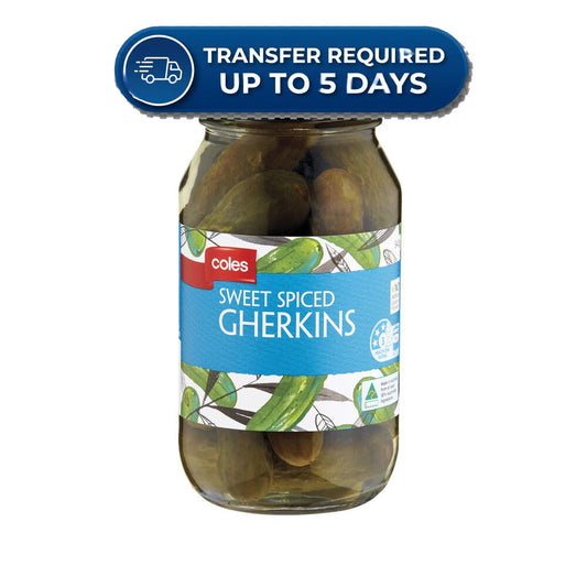 Coles Sweet Spiced Gherkins  540g -(Extended Dispatch)