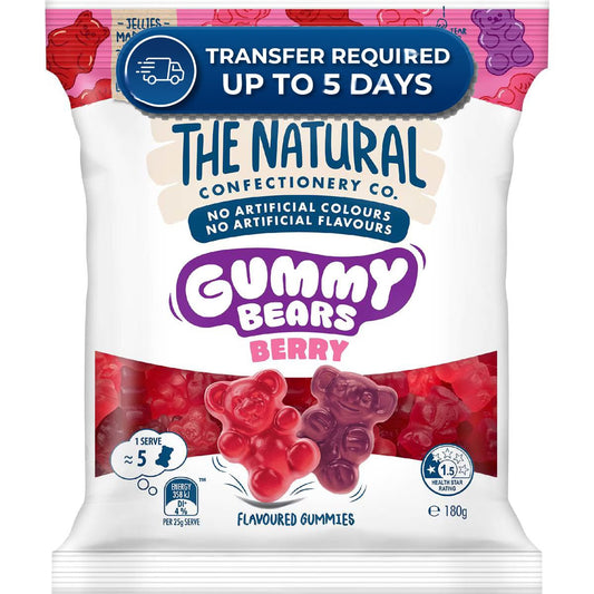 The Natural Confectionery Co. Gummy Bears Berry 180g -(Extended Dispatch)