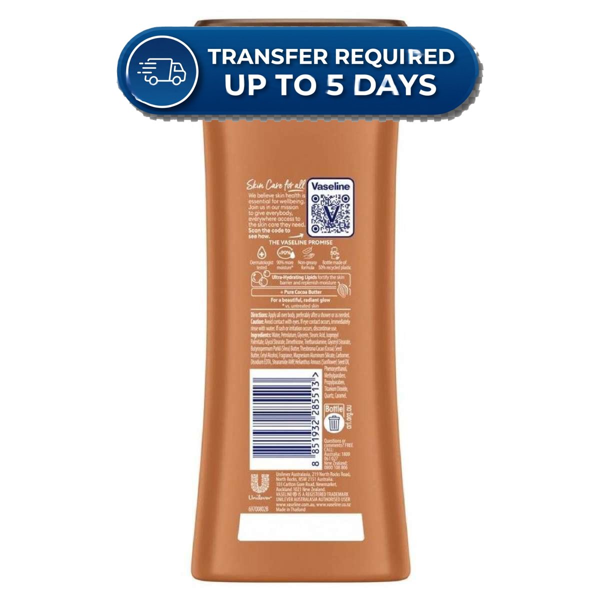 Vaseline intensive care cocoa glow moisturising lotion 225ml -(Extended Dispatch)