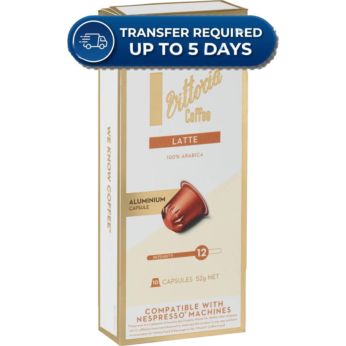 Vittoria Latte Nespresso Compatible Coffee Capsules 10 pack 52g -(Extended Dispatch)