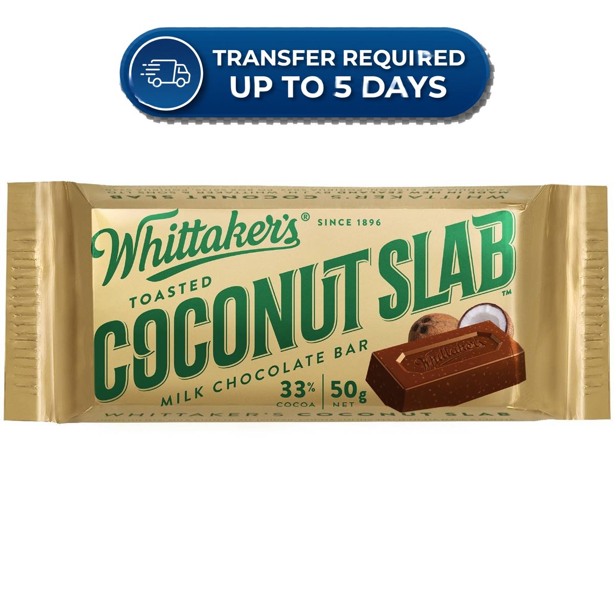 Whittaker's Coconut Slab 50g -(Extended Dispatch)