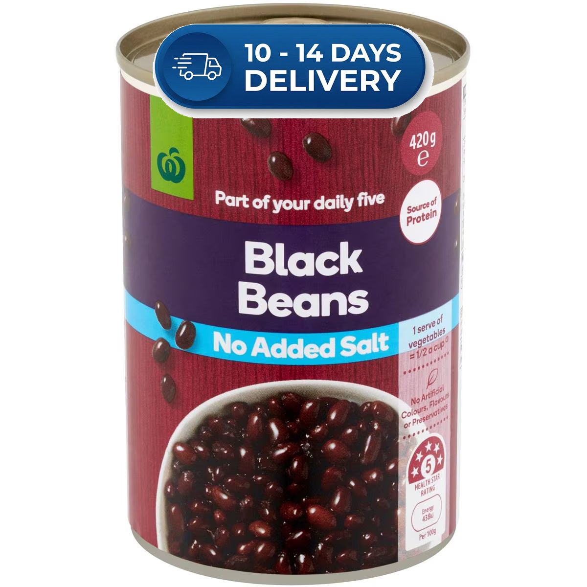 Woolworths Beans Black Beans 420g No Added Salt -(Extended Dispatch)