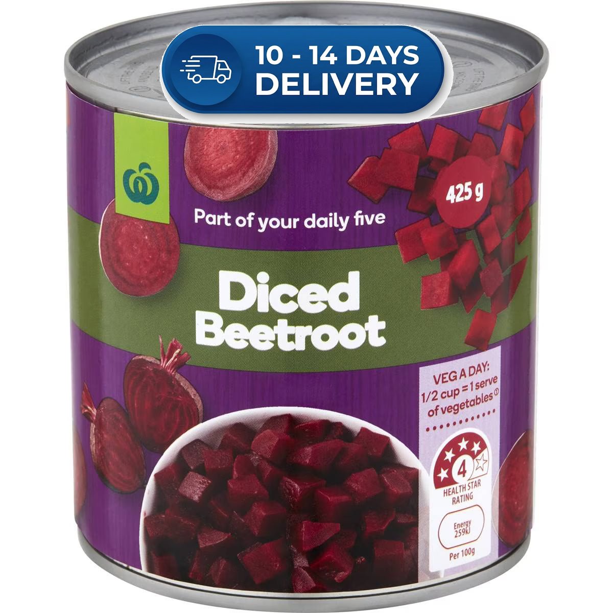 Woolworths Canned Diced Beetroot 425g -(Extended Dispatch)