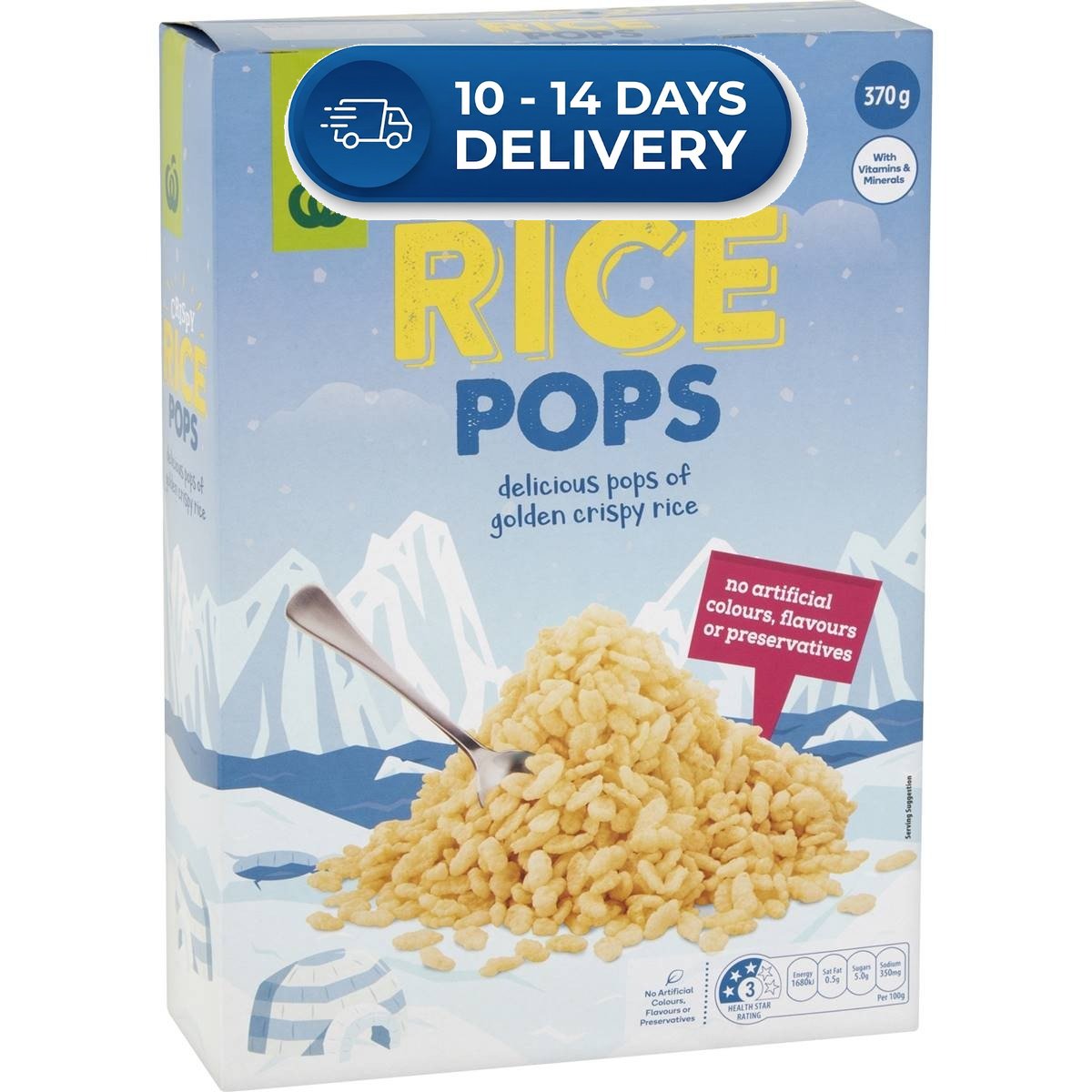 Woolworths Cereal Crispy Rice Pops 370g -(Extended Dispatch)