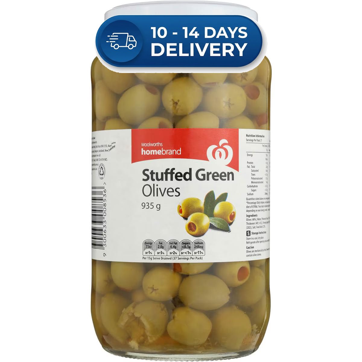 Woolworths Green Stuffed Olives 935g -(Extended Dispatch)