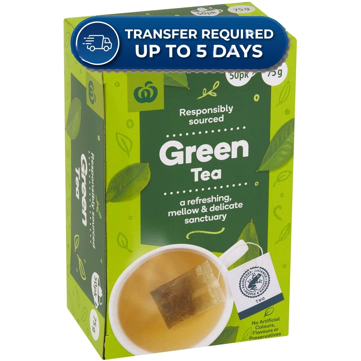 Woolworths Tea Green Tea (50pk) 75g -(Extended Dispatch)