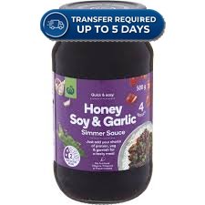 Woolworths Honey Soy & Garlic Simmer Sauce 500g -(Extended Dispatch)