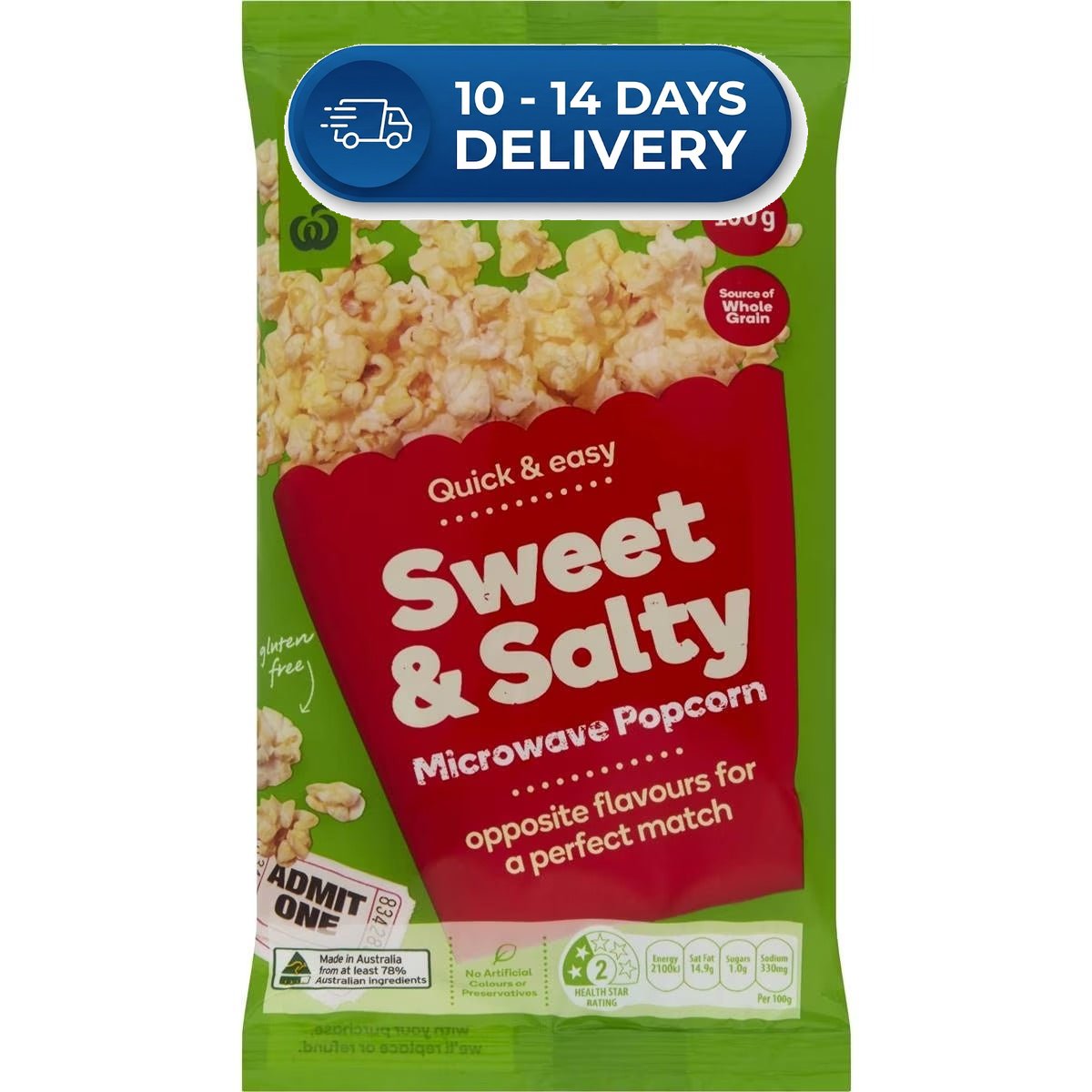 Woolworths Microwave Popcorn Sweet & Salty 100g -(Extended Dispatch)