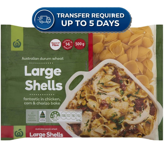 Woolworths Pasta Large Shells 500g -(Extended Dispatch)