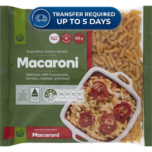 Woolworths Pasta Macaroni 500g -(Extended Dispatch)