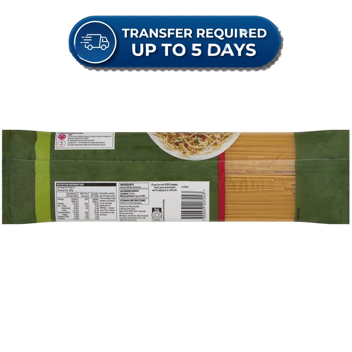 Woolworths Pasta Spaghetti 500g -(Extended Dispatch)