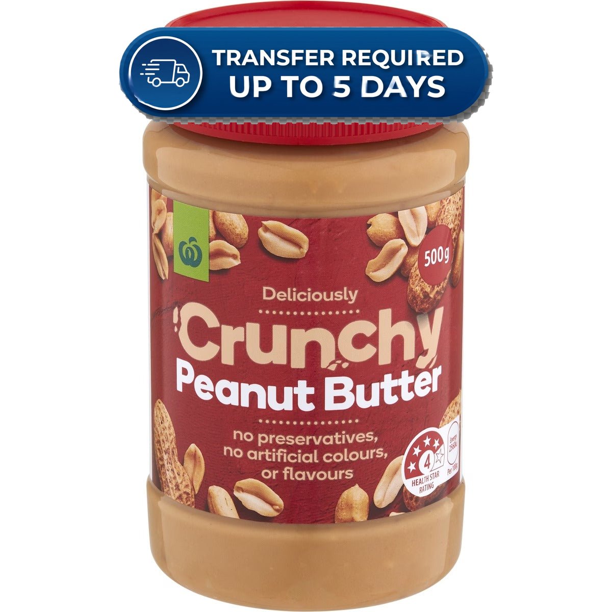 Woolworths Peanut Butter Crunchy 500g -(Extended Dispatch)