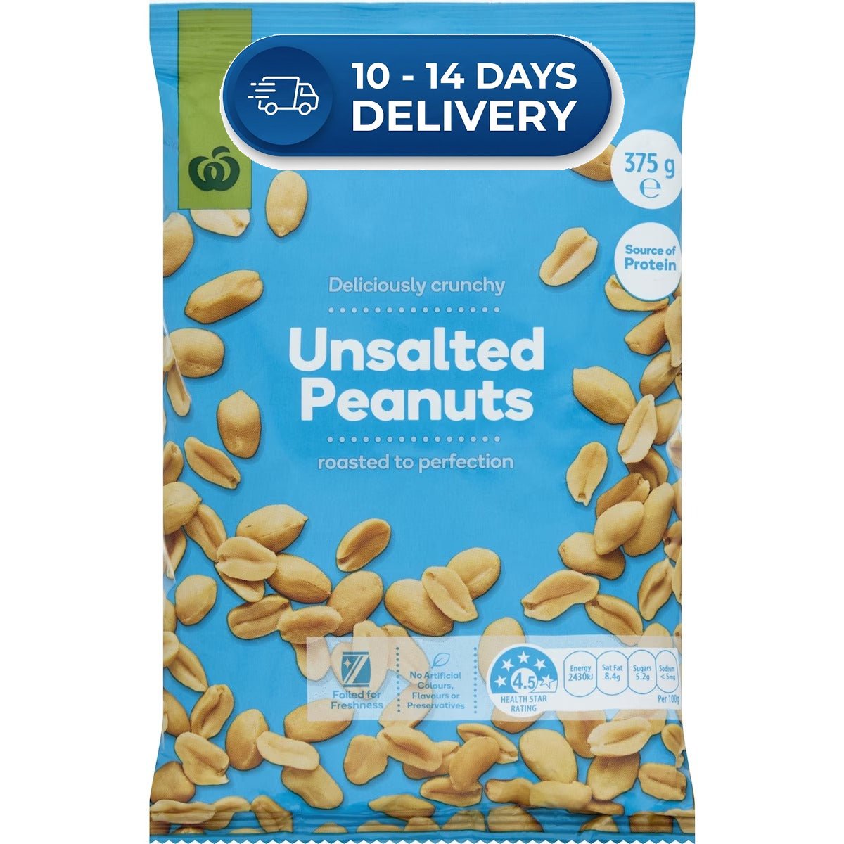 Woolworths Nuts Peanuts Unsalted 375g -(Extended Dispatch)
