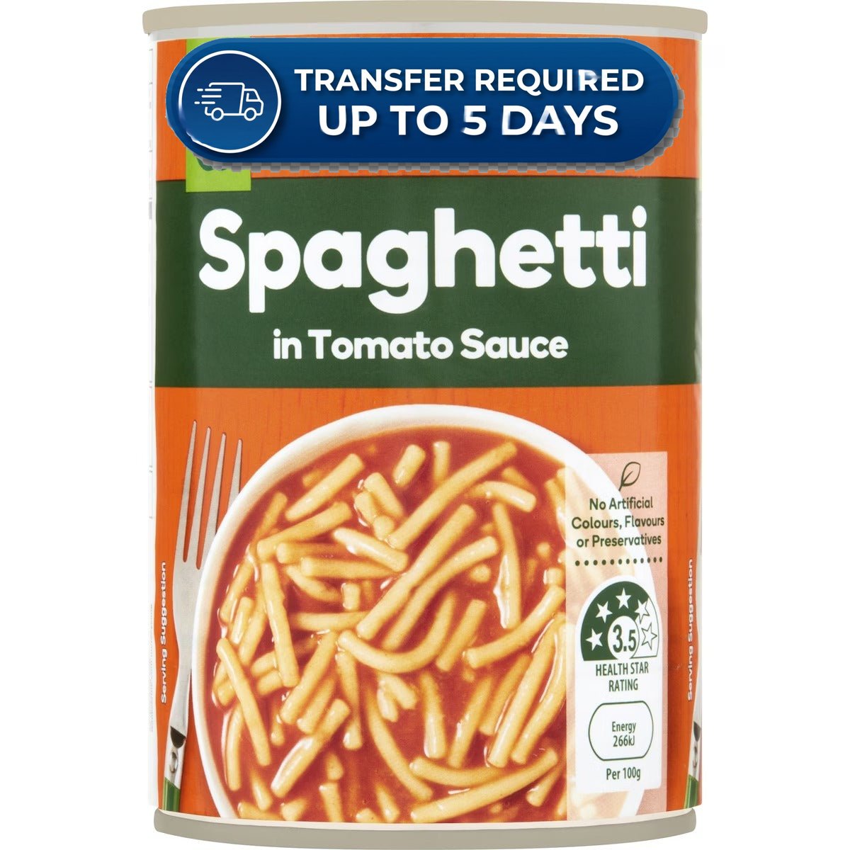 Woolworths Spaghetti In Tomato Sauce 420g -(Extended Dispatch)